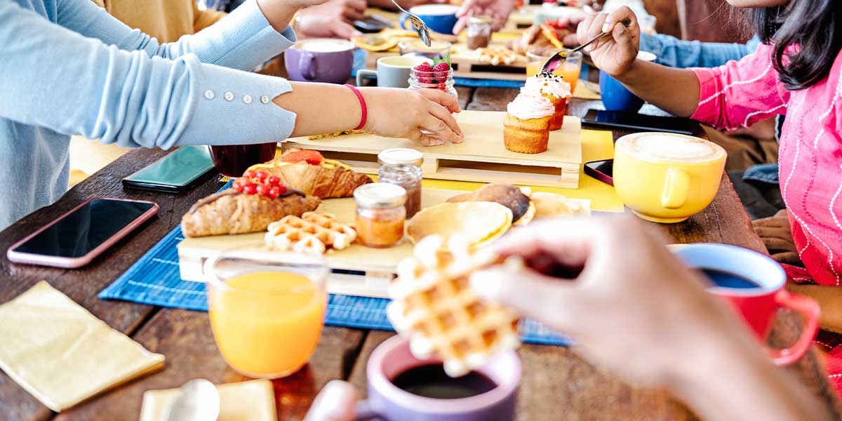 Young Happy Family Having Brunch Deep Ellum Food