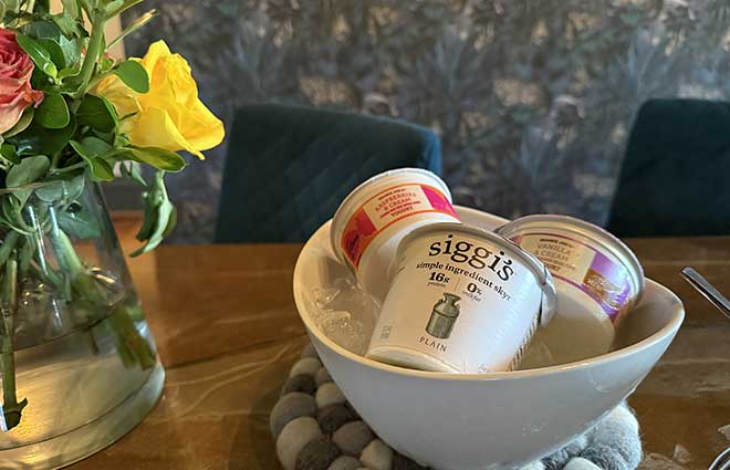 Breakfast yogurt at the Gaston Dallas bed and breakfast